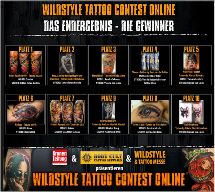 Wildstyle Tattoo Contest Online das Endergebnis - die Gewinner